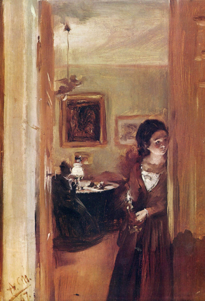 Salon avec la soeur de l'artiste par Adolph Menzel